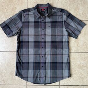Quiksilver Short Sleeve Button Down Plaid Shirt